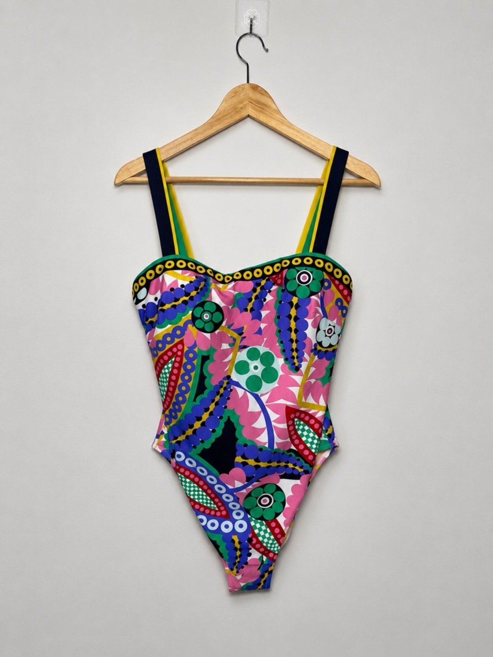 J.Crew Retro Geometric Floral One Piece Swimsuit Size 10 Resort Swimwear
